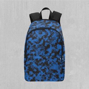 Oceania Blue Camo Adventure Festival Backpack, Blue Camouflage Backpack with Laptop Compartment