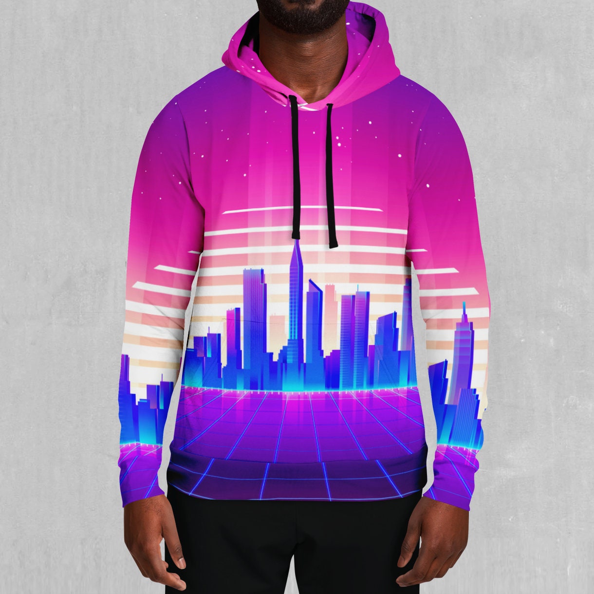 Discover Cyber City Retro Vaporwave EDM Rave Festival 3D Hoodie