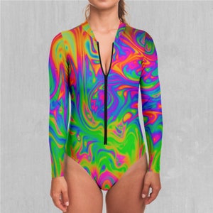 Acid Pool Psychedelic Festival Rave One Piece Bodysuit Bathing Suit
