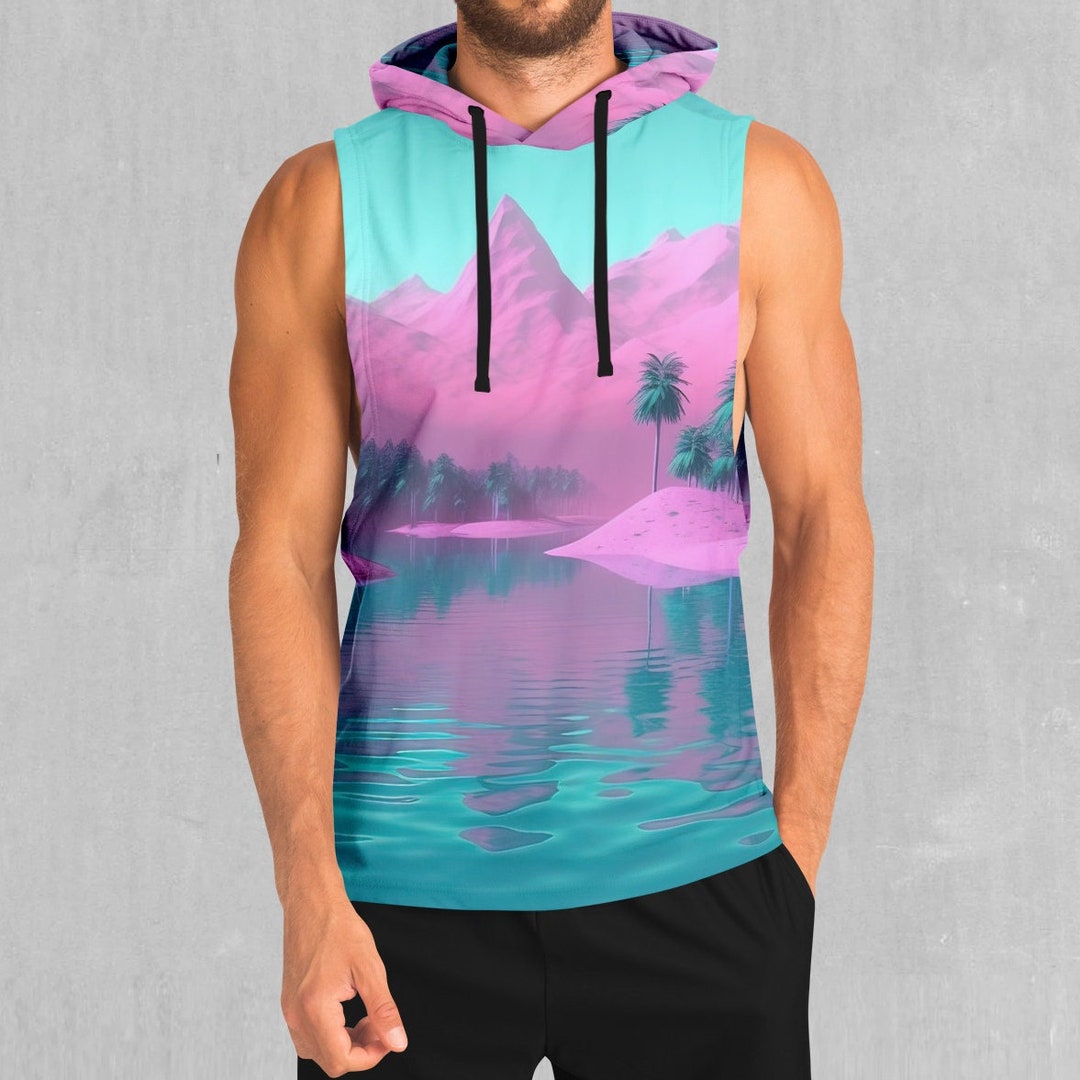 Polyester Rave Shirts River of Bliss Retro Vaporwave Pastel EDM Rave Festival Polyester ...
