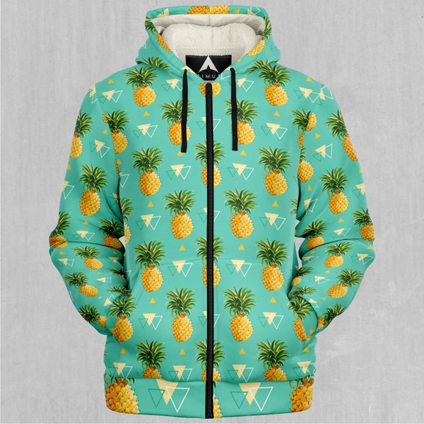 Neon Yellow Pineapple Hawaiian Print Men's Hoodie