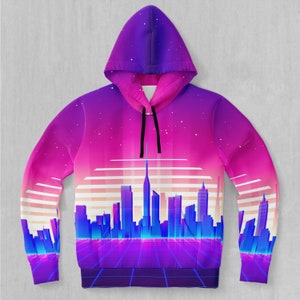 Cyber City Retro Vaporwave EDM Rave Festival All Over Print Hoodie
