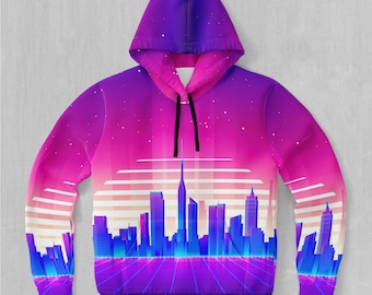 Cyber City Retro Vaporwave EDM Rave Festival All Over Print Hoodie