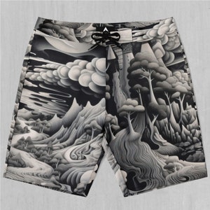 Ätherischer Mondschein Psychedelic Board Shorts Herren Badeanzug Badehose mit Taschen und Kordelzug