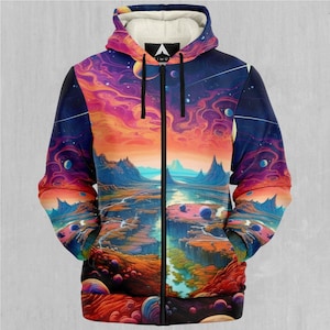Astral Odyssee Galaxy Weltraum Universum Sterne Sherpa Microfleece Hoodie