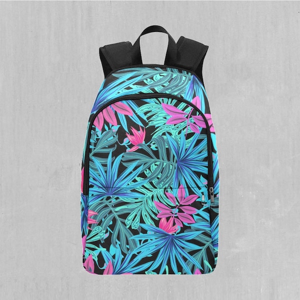 Neon Lush Adventure Festival Abstract Tropical Palm Tree Backpack with Laptop Compartment