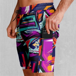 Tectonic Abstract Pattern Men&#39;s 2 in 1 Compression and Athletic Gym Shorts