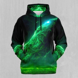 Electrified Nebula Green Galaxy Nebula Outer Space EDM Rave Festival Hoodie