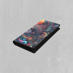 Carteira feminina com fecho de pressão e mandala psicodélica Cosmic Eye