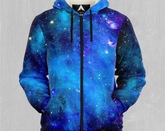 Stardust Galaxy Outer Space Universe Stars Sherpa Microfleece Zip-Up Hoodie