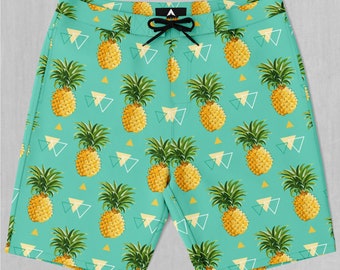 Pineapple Board Shorts Men's Bathing Suit Swim Trunks With Pockets and Drawstring (Size Small)