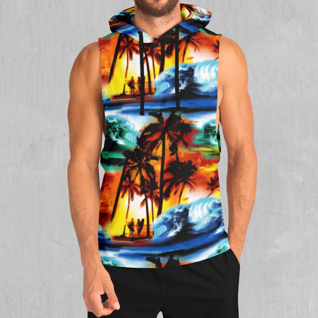 Polyester Rave Shirts Paradise Dreams Tropical Floral EDM Rave Festival Polyester Sleeveless ...