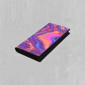 Portefeuille à deux volets avec fermeture à pression pour femme Luminous Mixture Psychedelic