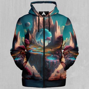 Felpa con cappuccio e zip in micropile Sherpa astratto Dream Isle