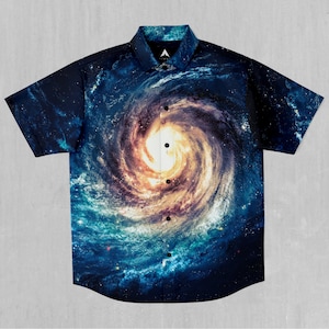 Spiral Galaxy Short Sleeve Button Down Collared Shirt