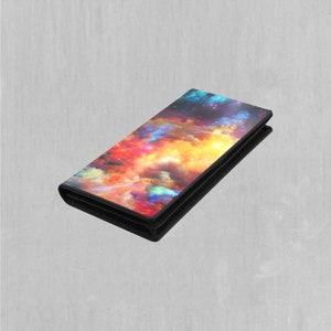 Carteira feminina com fecho de pressão dobrável Rainbow Galaxy Outer Space Galaxy