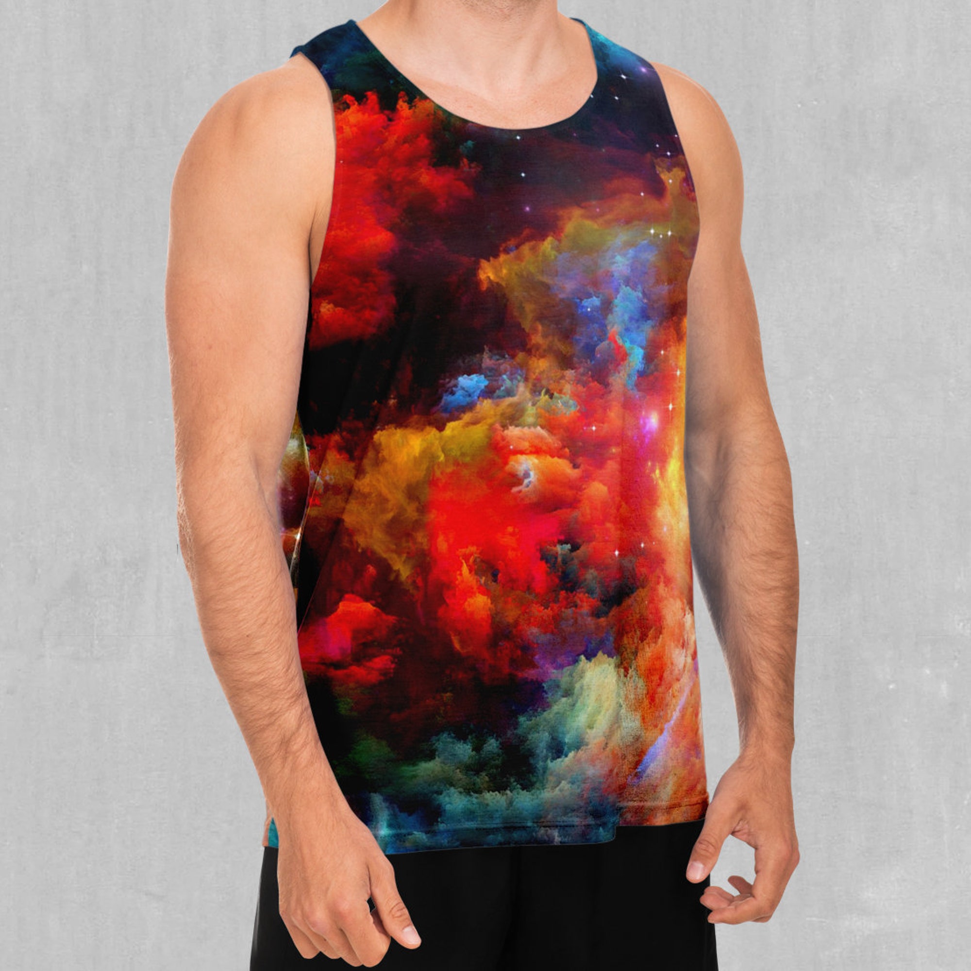 Rainbow Galaxy Space Men's Tank Top Muscle Sleeveless Shirt
