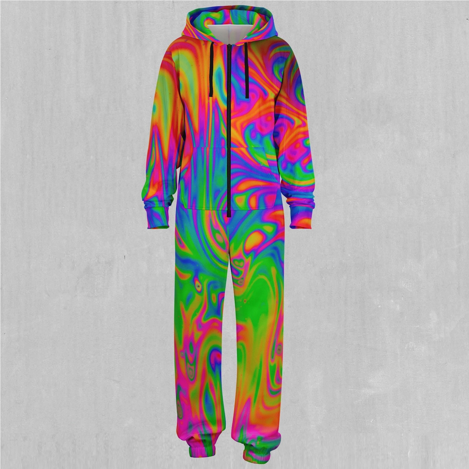 Acid Pool Psychedelic Colorful Adult Onesie Zip up Jumpsuit