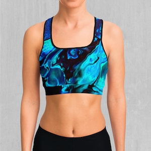 Enigma Sea Psychedelic Sports Bra, Women&#39;s Sports Bra, Workout Bra, Yoga Bra, Sports Bra For Women, Compression Bra