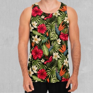 Botanisches Blumenmuster Herren Tank Top Muskel Ärmelloses Shirt