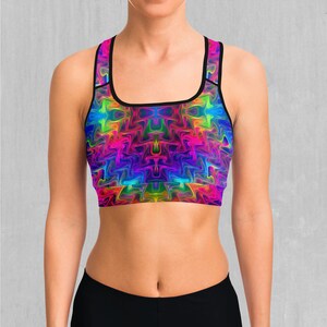 Tek Quantum Rainbow Psychedelic Sports Bra, Women&#39;s Sports Bra, Workout Bra, Yoga Bra, Sports Bra For Women, Compression Bra