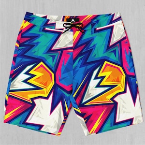 Blitz Board Shorts Men&#39;s Bathing Suit Swim Trunks With Pockets and Drawstring