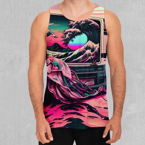 Digital Tsunami Retro Vaporwave - Camiseta sin mangas para hombre
