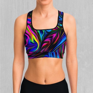 Psychedelic Waves Psychedelic Sports Bra, Women&#39;s Sports Bra, Workout Bra, Yoga Bra, Sports Bra For Women, Compression Bra