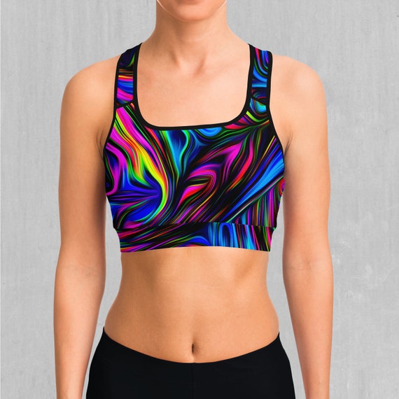Psychedelic Waves Psychedelic Sports Bra, Women's Sports Bra, Workout Bra, Yoga  Bra, Sports Bra for Women, Compression Bra 