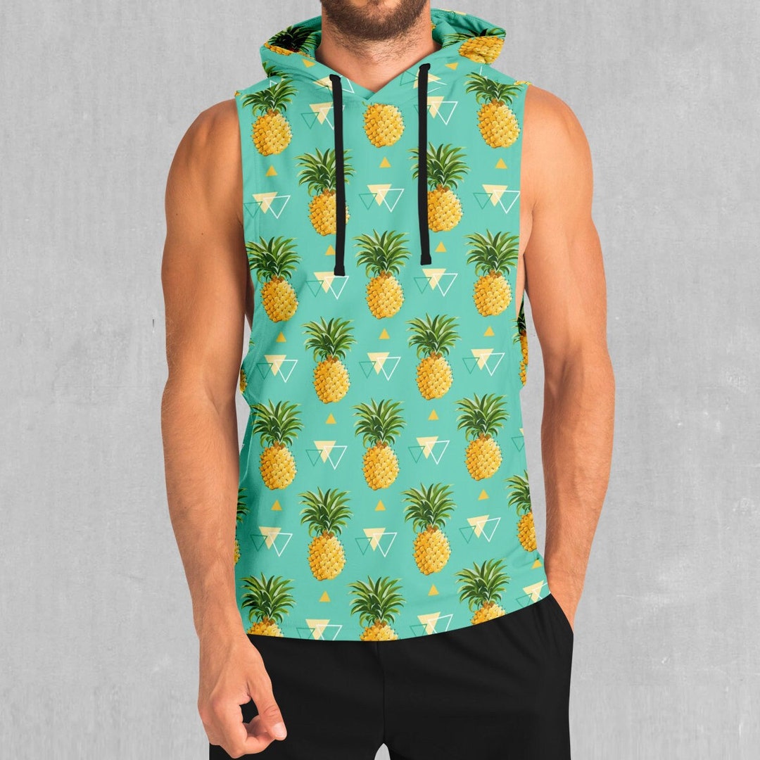 Polyester Rave Shirts Pineapples Tropical Floral EDM Rave Festival Polyester Sleeveless ...
