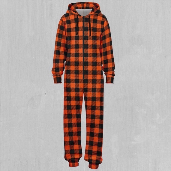 Orange plaid jumpsuit on sale