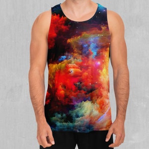 Rainbow Galaxy Space Men&#39;s Tank Top Muscle Sleeveless Shirt