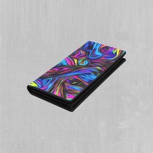 Carteira feminina com fecho de pressão dobrável Psychedelic Waves