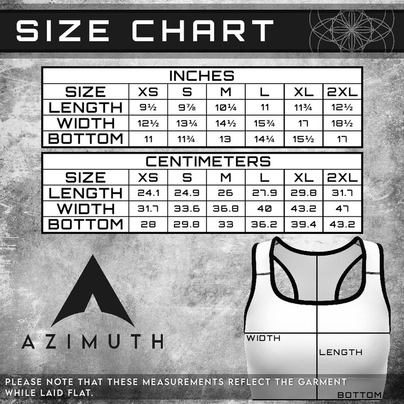 Op de afbeelding: Maattabel voor een tanktop in inches en centimeters. De tabel toont de maten voor XS, S, M, L, XL en 2XL. De tabel bevat ook een diagram van de tanktop met labels voor lengte, breedte en onderkant.
