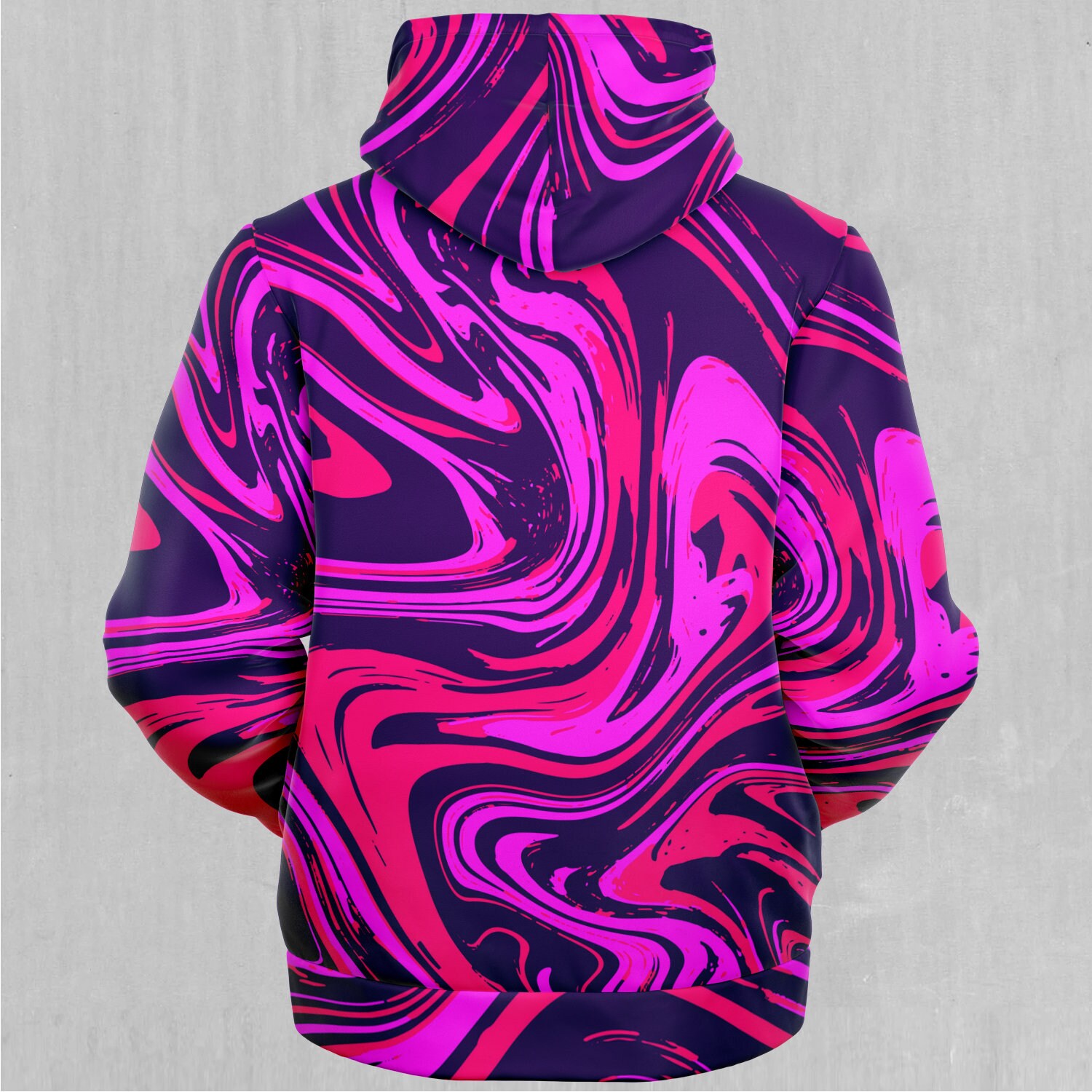 Discover Candy Drip Psychedelic Pink Abstract Pattern Sherpa Microfleece Zip-Up Hoodie