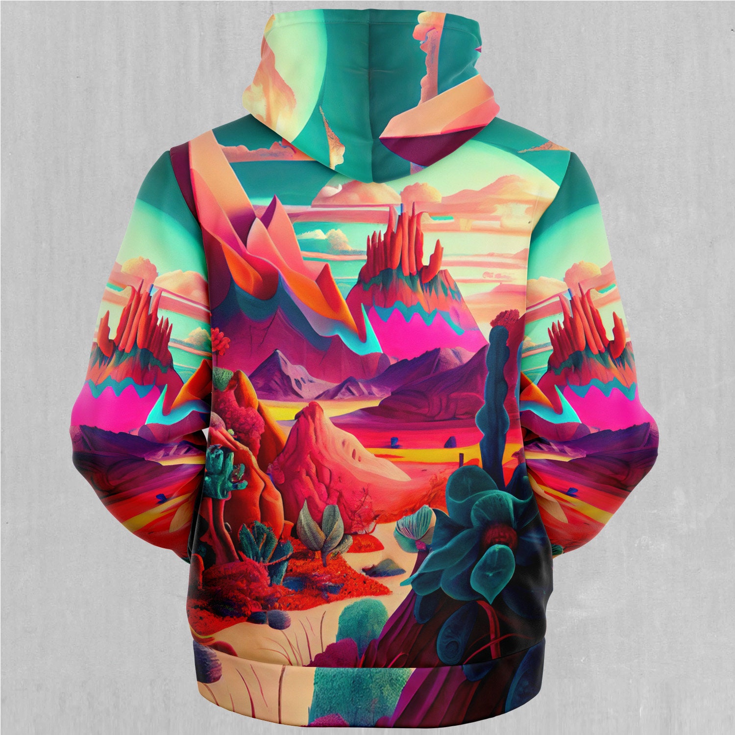 Discover Desert Dreams Psychedelic Abstract Trippy Sherpa Microfleece Zip-Up Hoodie