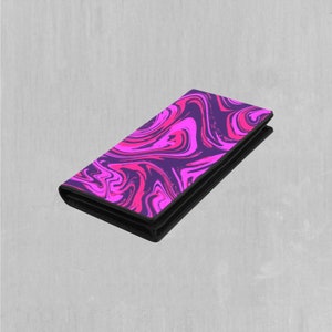 Cartera con cierre a presión y pliegue doble para mujer Candy Drip Pink Psychedelic