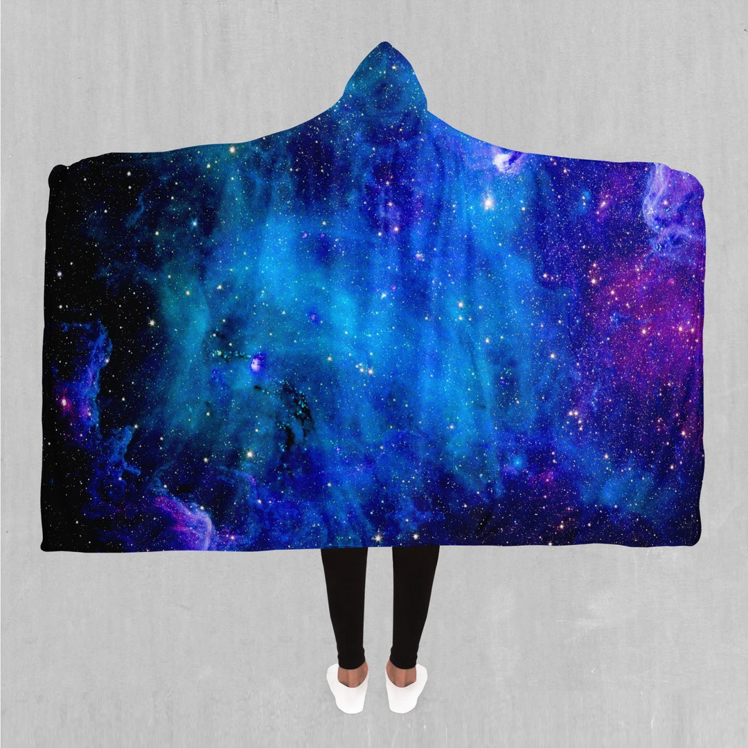 Galaxy Purple Stardust Space Print Hooded Blanket