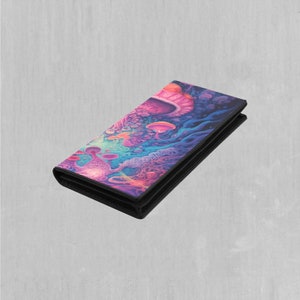 Mycological Mind Psychedelic Trippy Portefeuille à deux volets avec fermeture à pression pour femme