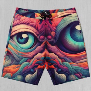 Mind Iris Psychedelic Board Shorts Herren Badeanzug Badehose mit Taschen und Kordelzug