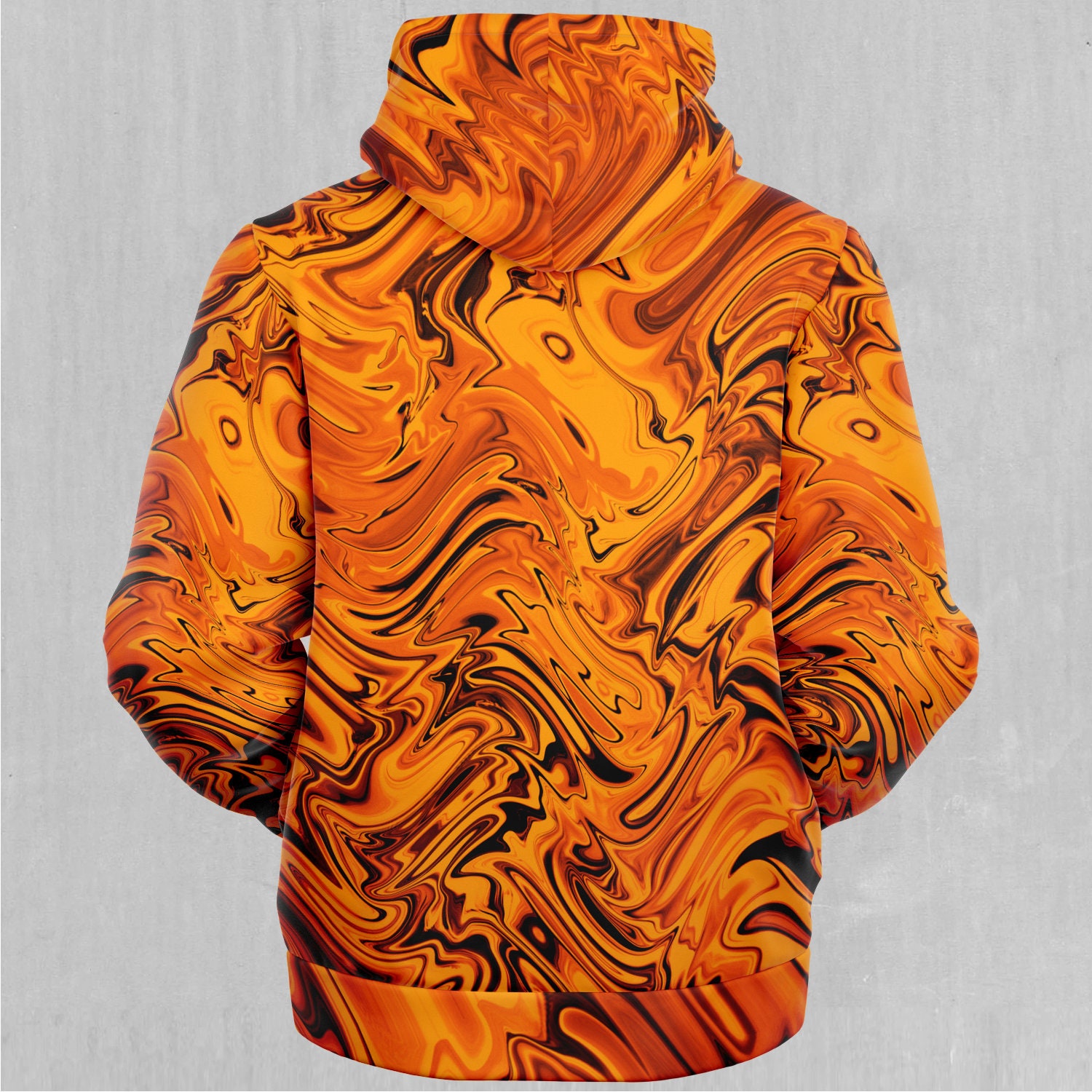 Discover Lava Flow Orange Psychedelic Abstract Sherpa Microfleece Zip-Up Hoodie