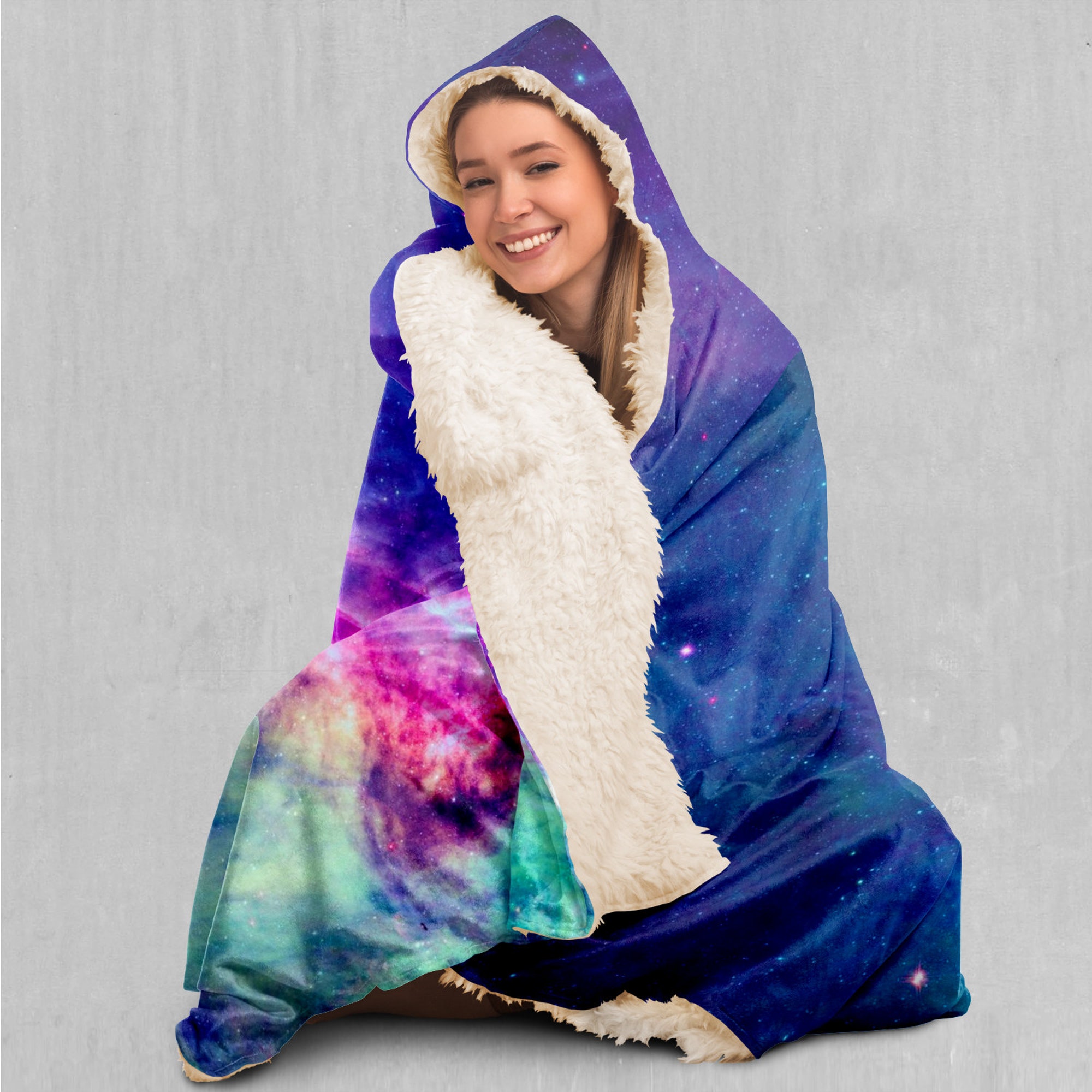 Galaxy Space Sherpa Microfleece Cape Hooded Blanket