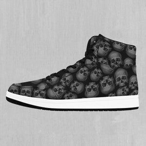 Boneyard Skulls Print High Top Sneakers With Print, High Top Shoes
