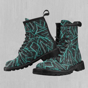 Electrostatic Abstract Pattern Women&#39;s Lace-Up Faux Leather Boots