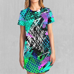 Electric Avenue Abstract Streetwear Patterned T-Shirt Dress