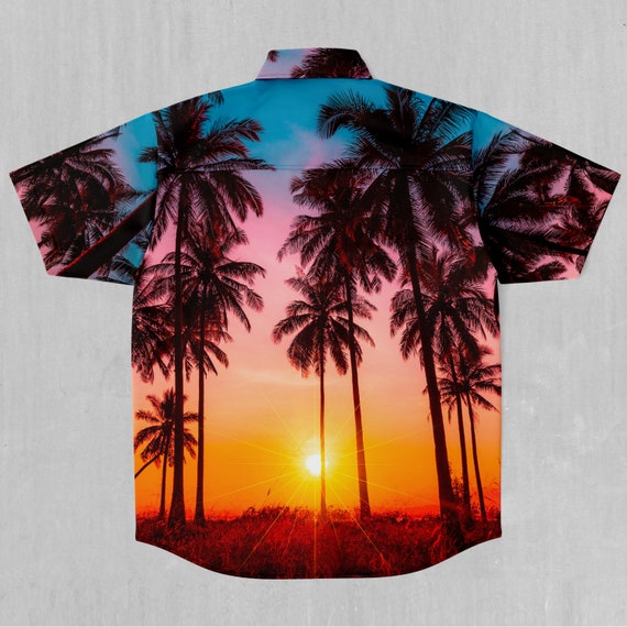 [NEWERA] PALM TREE T-SHIRTS ★大人気★ Coastal Dreams Palm Tree Tropical Short Sleeve Button Down