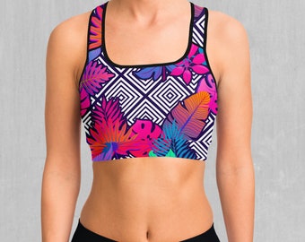 Vault Tropic Floral Pattern Sports Bra, Women's Sports Bra, Workout Bra, Yoga Bra, Sports Bra For Women, Compression Bra