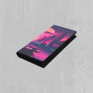 Carteira feminina Nightfall Synthwave com fecho de pressão duplo