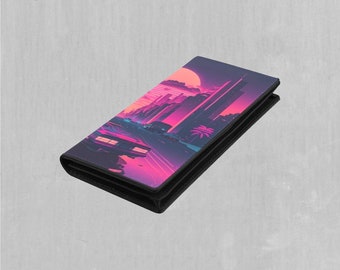 Nightfall Synthwave Cartera plegable con cierre a presión para mujer