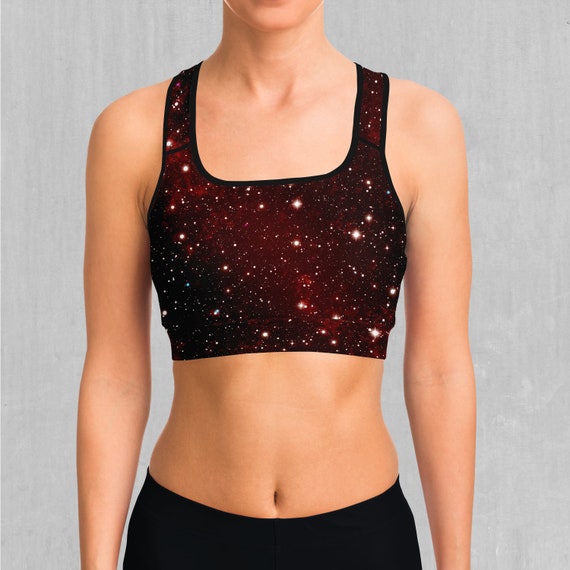 Crimson Space Outer Space Galaxy Nebula Sports Bra, Women's Sports Bra, Workout Bra, Yoga Bra, Sports Bra For Women, Compression Bra